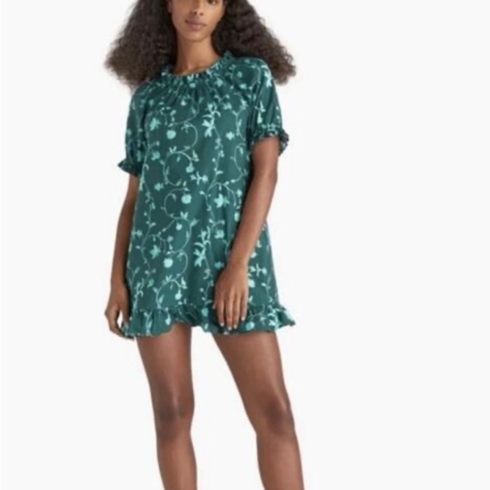 Hill House Teal Floral Mini Dress